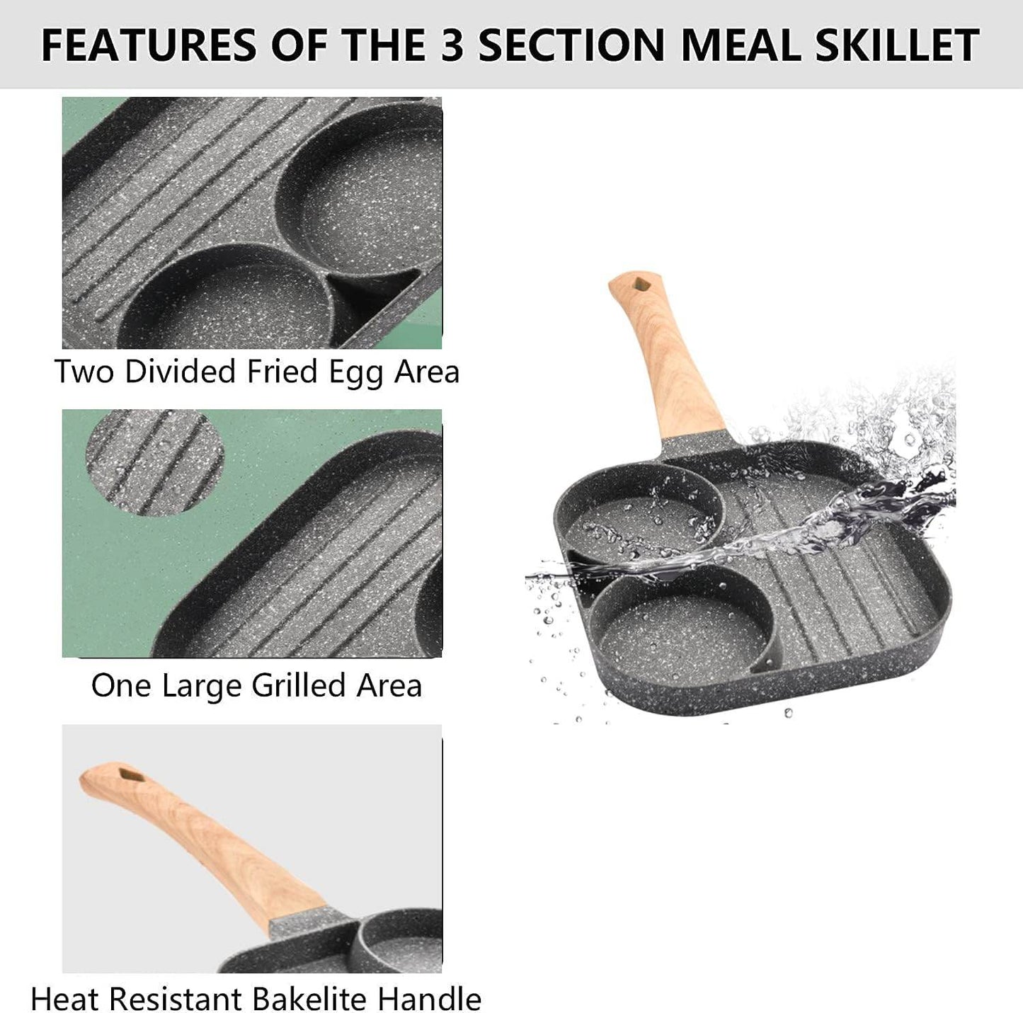 3-in-1 Nonstick Pan Divided Grill Frying Pan - CRIMARA