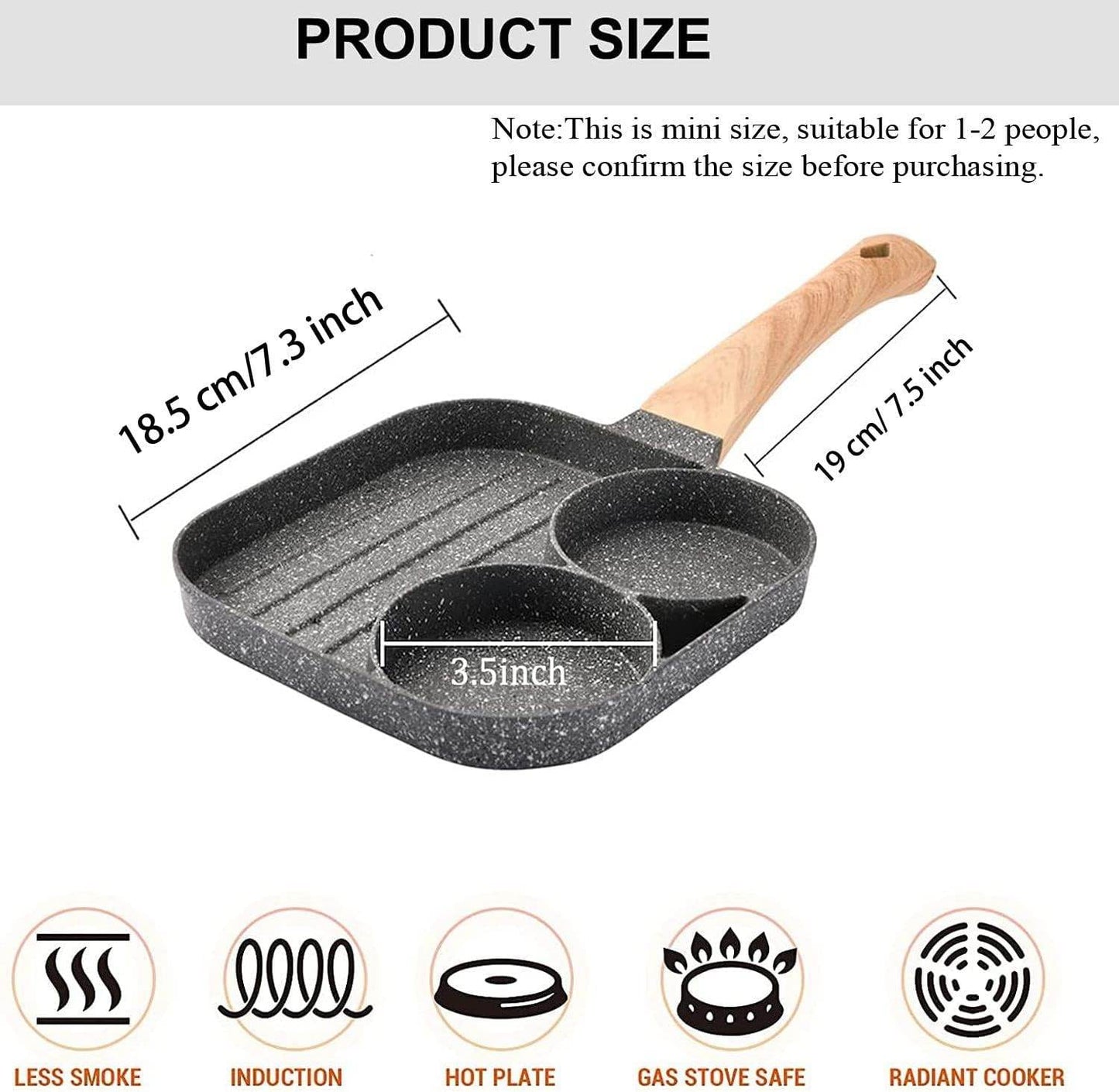 3-in-1 Nonstick Pan Divided Grill Frying Pan - CRIMARA