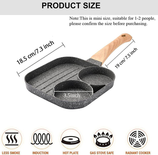 3-in-1 Nonstick Pan Divided Grill Frying Pan - CRIMARA