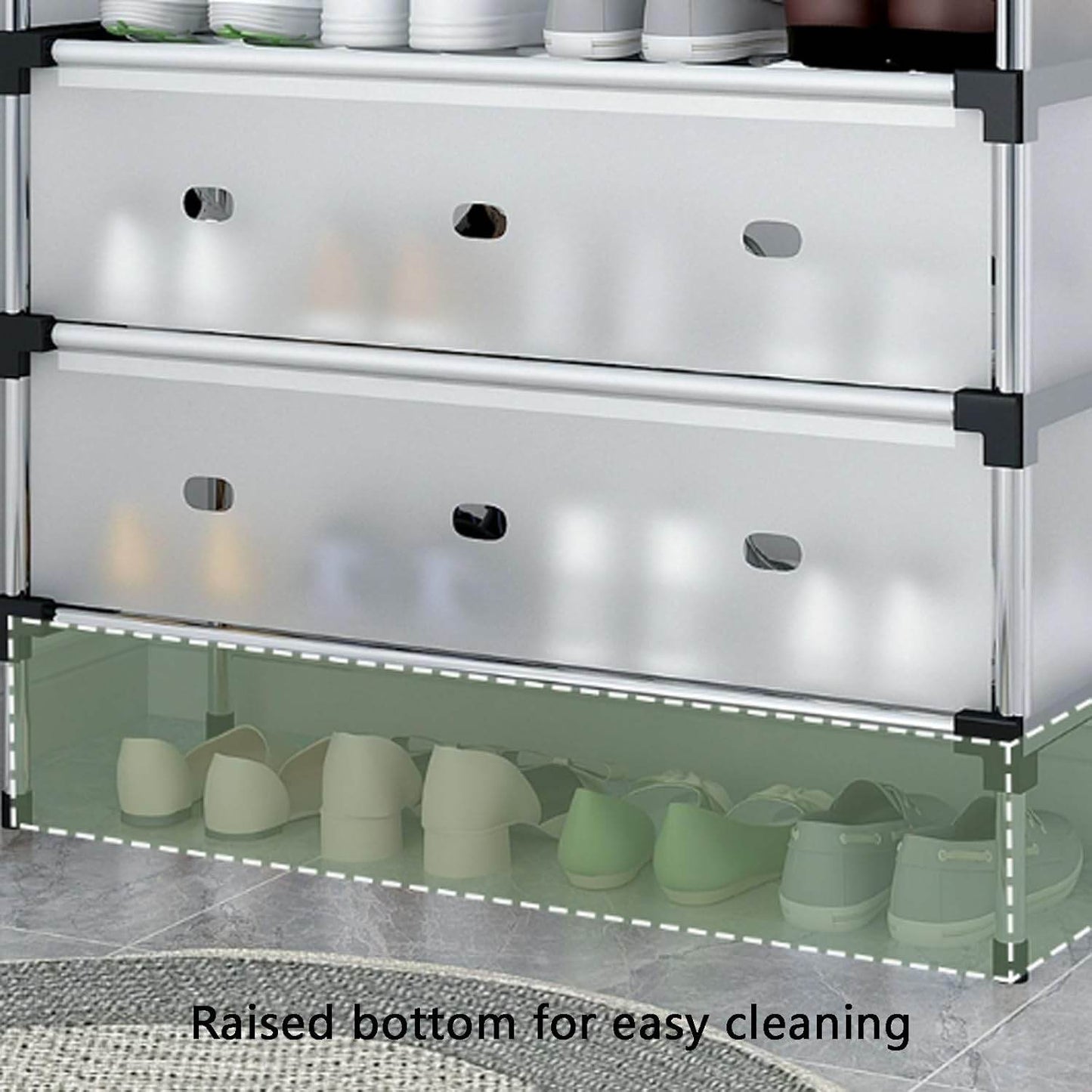 Multi-Layer Metal Shoe Organizer – Compact Entryway & Hallway Shoe Rack, Dust-Proof Storage Cabinet - CRIMARA