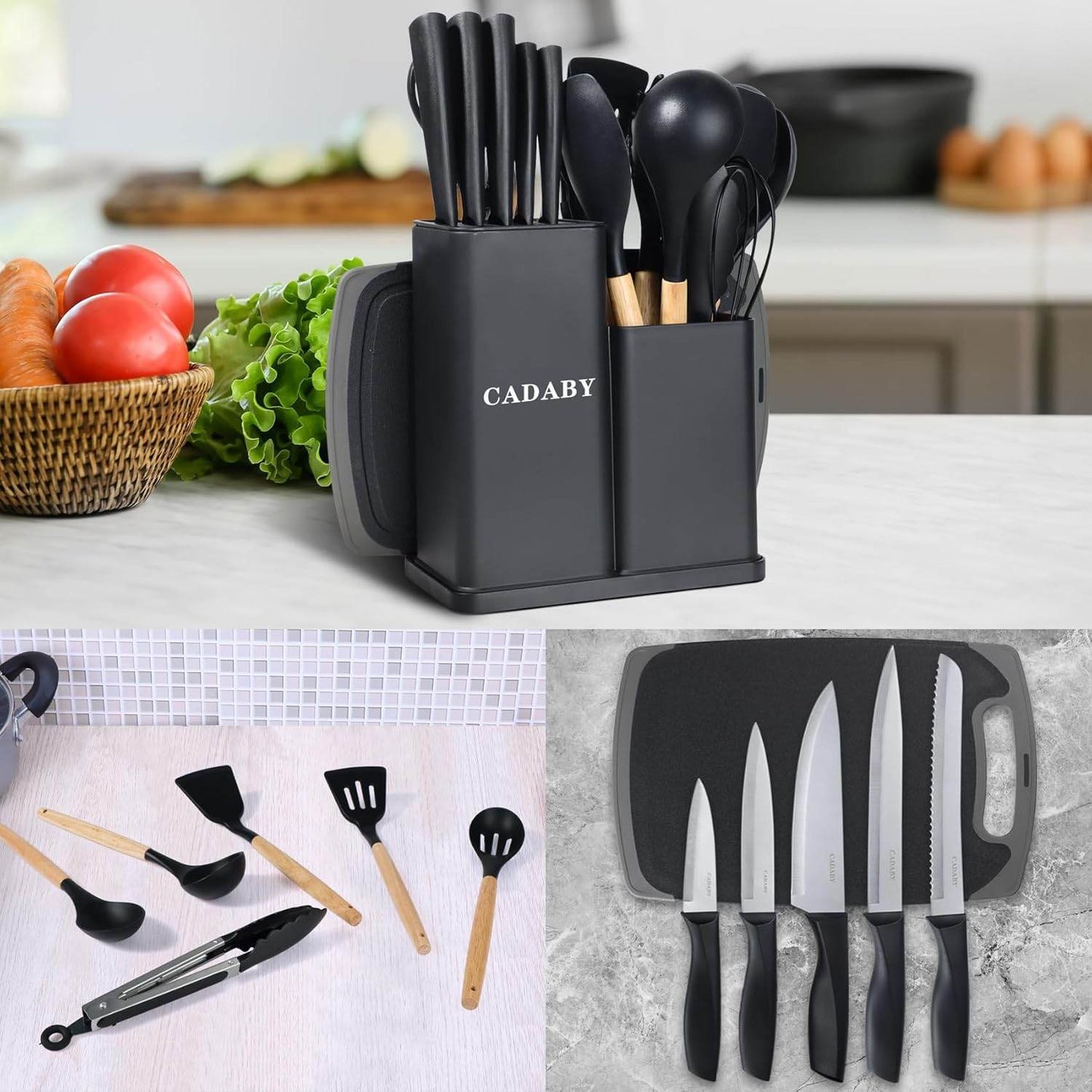 Complete kitchen set with cutting board