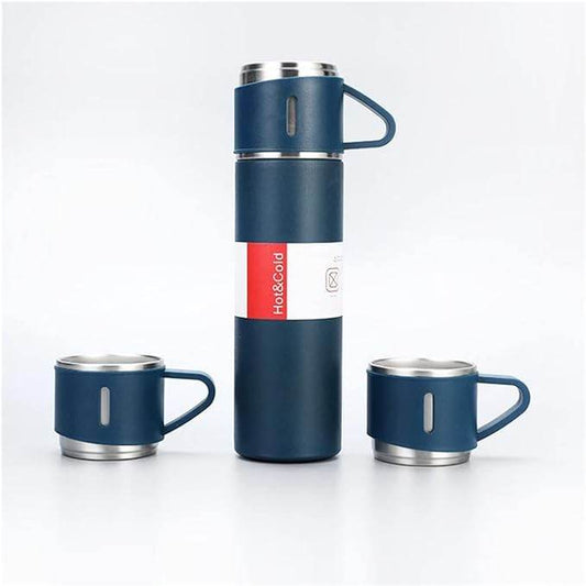 Double-Layer Stainless Steel Vacuum Flask Set (3 Cups) - CRIMARA
