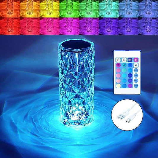 16 Color RGB Crystal Desk Lamp with Remote Control - CRIMARA