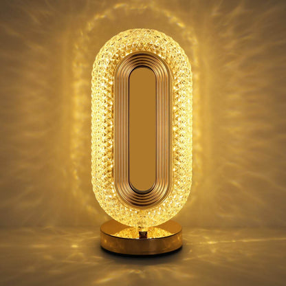 Crystal Table Lamp - Oval Rechargeable Night Light with USB Port - CRIMARA