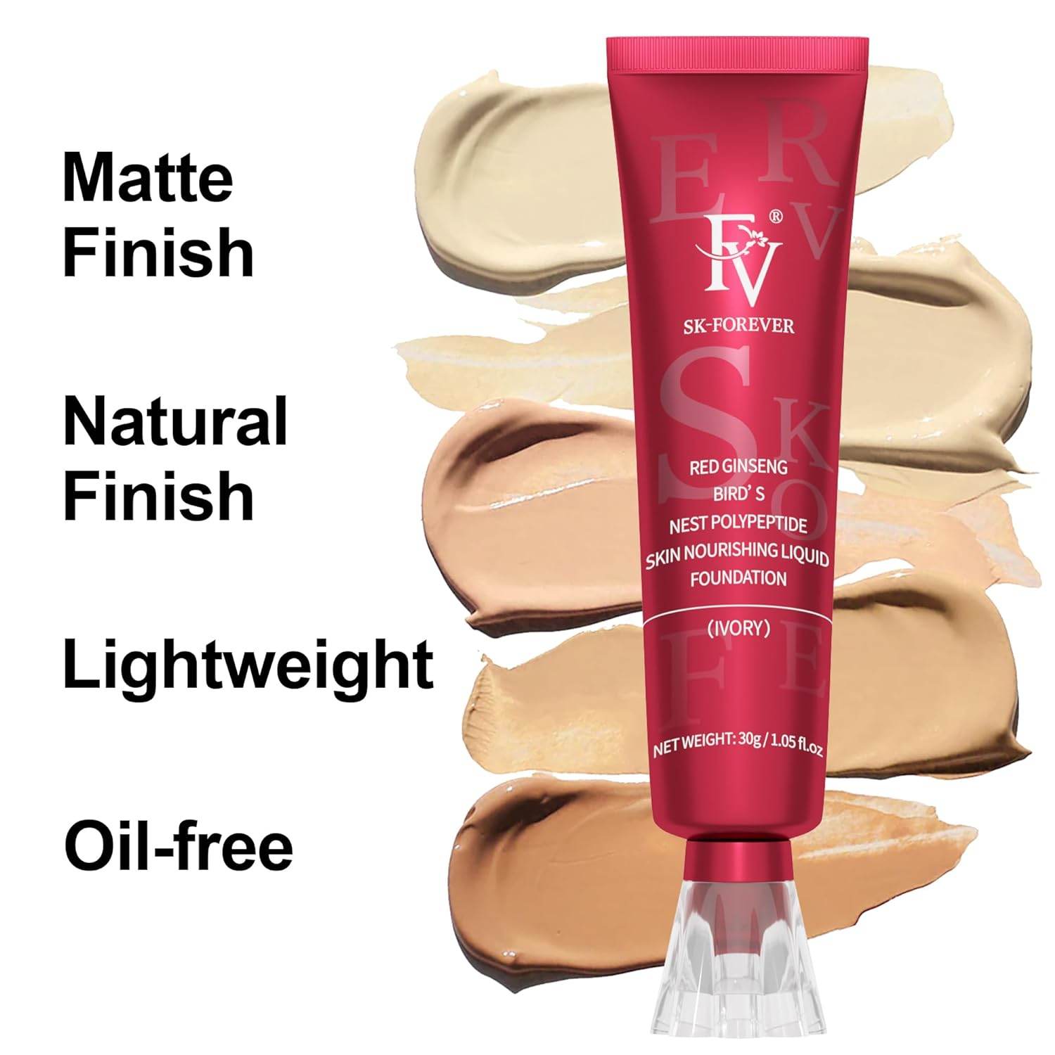 FV Waterproof Liquid Foundation with Matte Finish, Lightweight, Oil-Free, Natural Look Makeup for Combination & Oily Skin, Light to Medium Coverage - CRIMARA