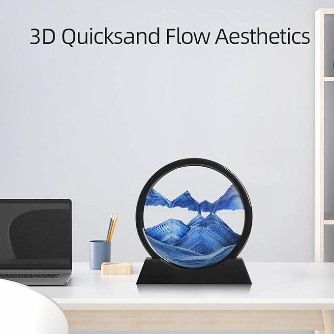 Dynamic Round Glass Moving Sand Art - Deep Sea Landscape - CRIMARA