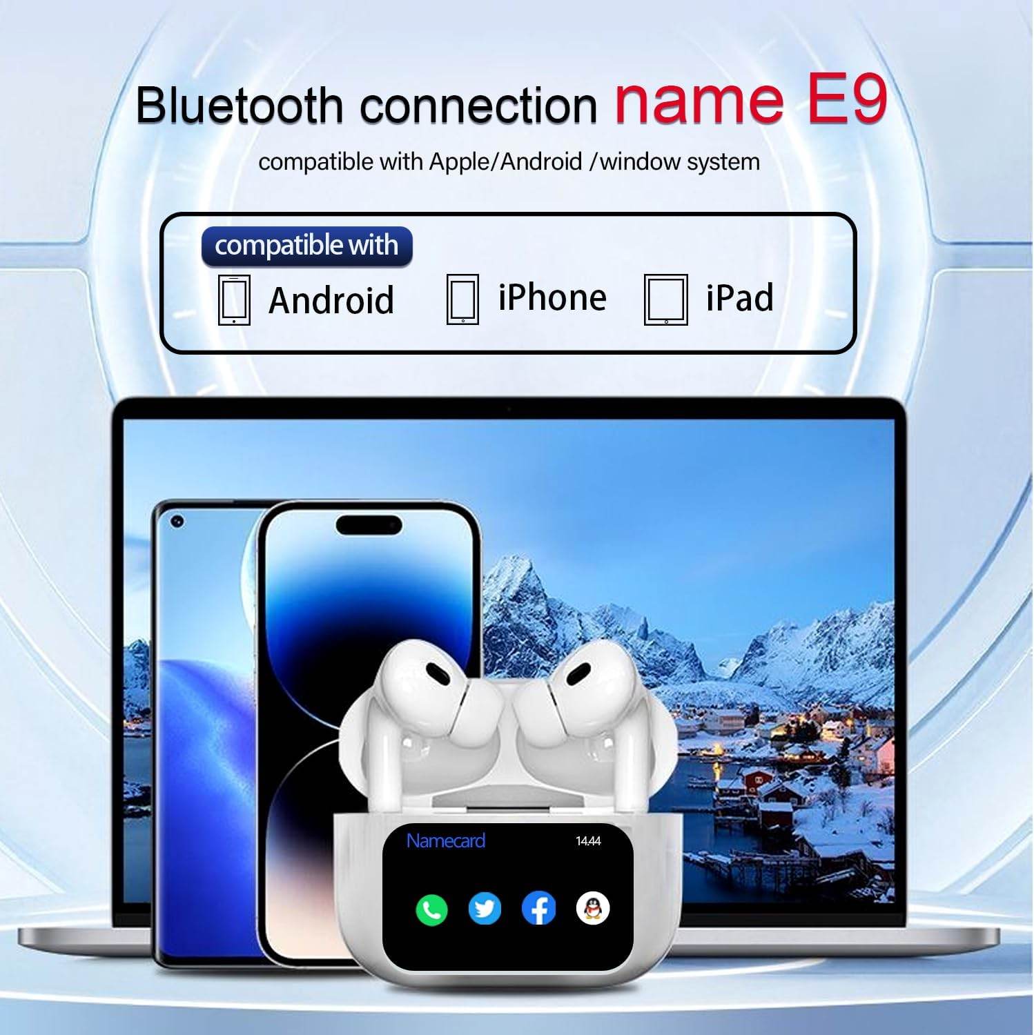 Airpods Pro - Color Screen With Smart Watch Function, Touch Screen Earbuds Wireless Earbuds, Suitable For iPhone/Android - CRIMARA