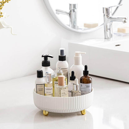 360-degree rotating makeup organizer for vanity and bathroom countertop