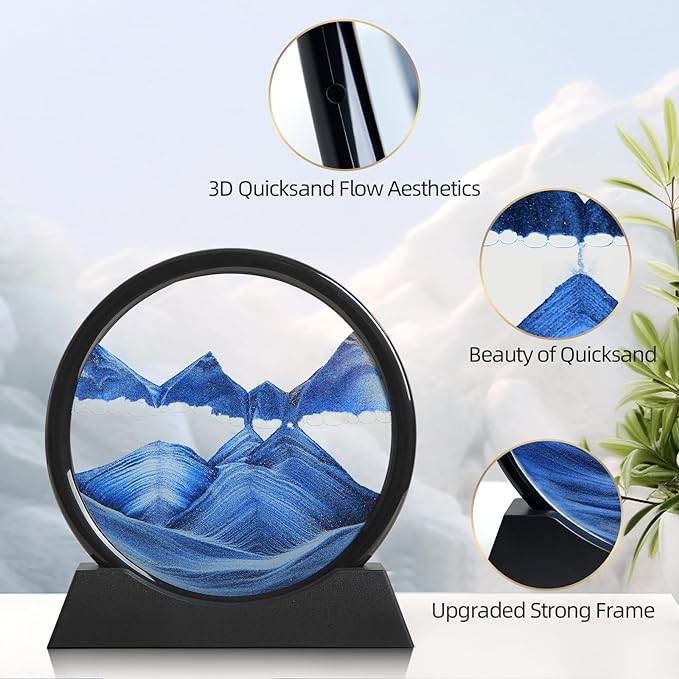 Dynamic Round Glass Moving Sand Art - Deep Sea Landscape - CRIMARA