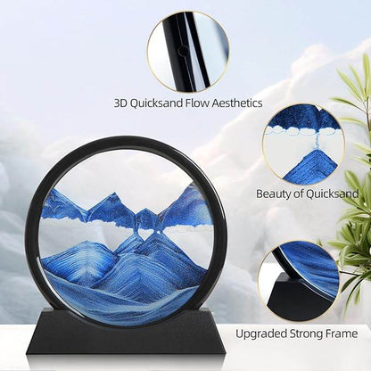 Dynamic Round Glass Moving Sand Art - Deep Sea Landscape - CRIMARA