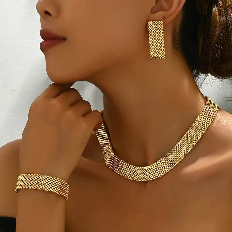 4-Piece Gold-Plated Jewelry Set – Elegant Wedding & Party Accessory - CRIMARA