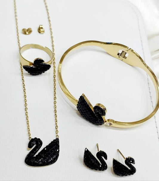 Black Swan Jewelry Set - 4 Pcs - CRIMARA