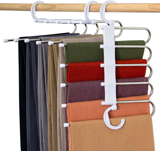 5-tier_space-saving_pants_hanger_in_closet