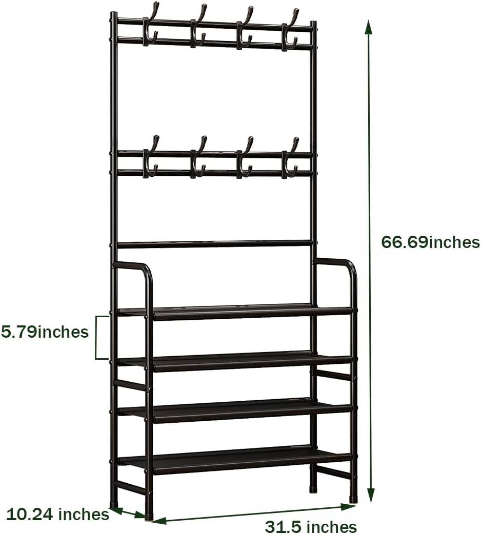 5-Tier Coat and Shoe Rack with Storage Shelf & 8 Hooks – Freestanding Organizer for Entryway & Bedroom - CRIMARA