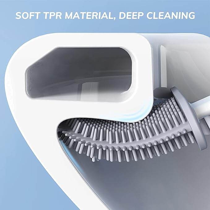 Deep-Cleaning Silicone Toilet Brush and Holder Set for Bathroom - CRIMARA