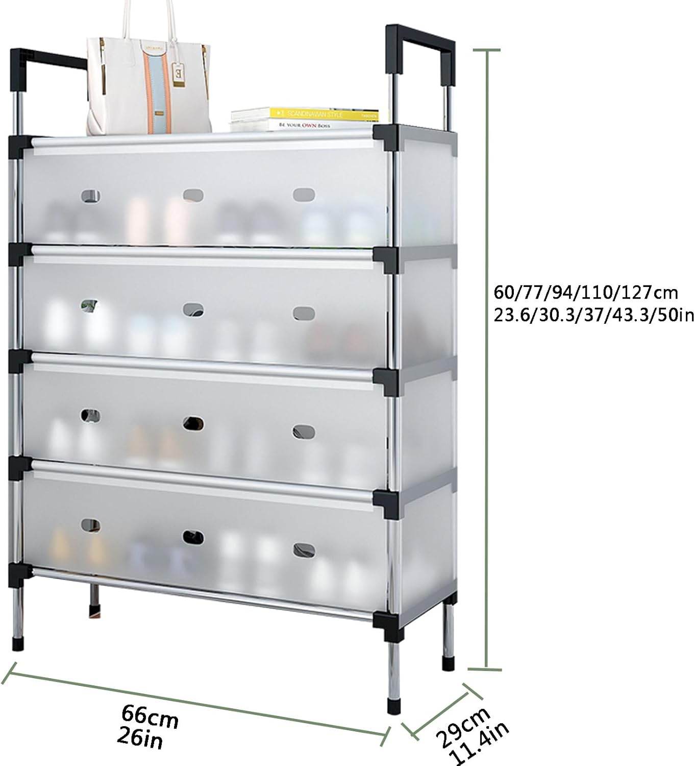 Multi-Layer Metal Shoe Organizer – Compact Entryway & Hallway Shoe Rack, Dust-Proof Storage Cabinet - CRIMARA