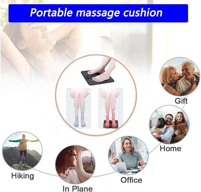 EMS Foot Massager - Portable Feet Massage Machine, Electronic Muscle Stimulatior Massage Mat USB Rechargeable - CRIMARA