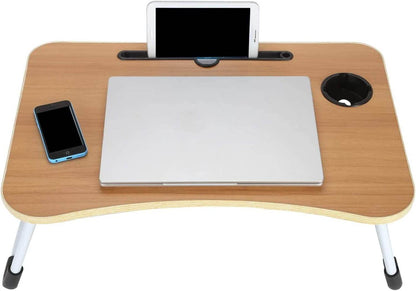 Laptop Table - Bed Desk Stand with Foldable Legs & Cup Slot - CRIMARA