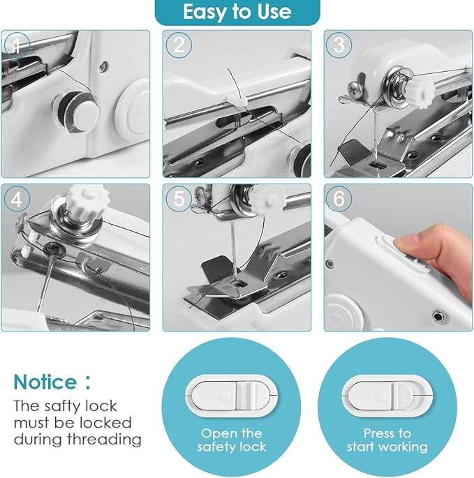 Portable Handheld Sewing Machine - Cordless, Mini, with Accessories Kit - CRIMARA