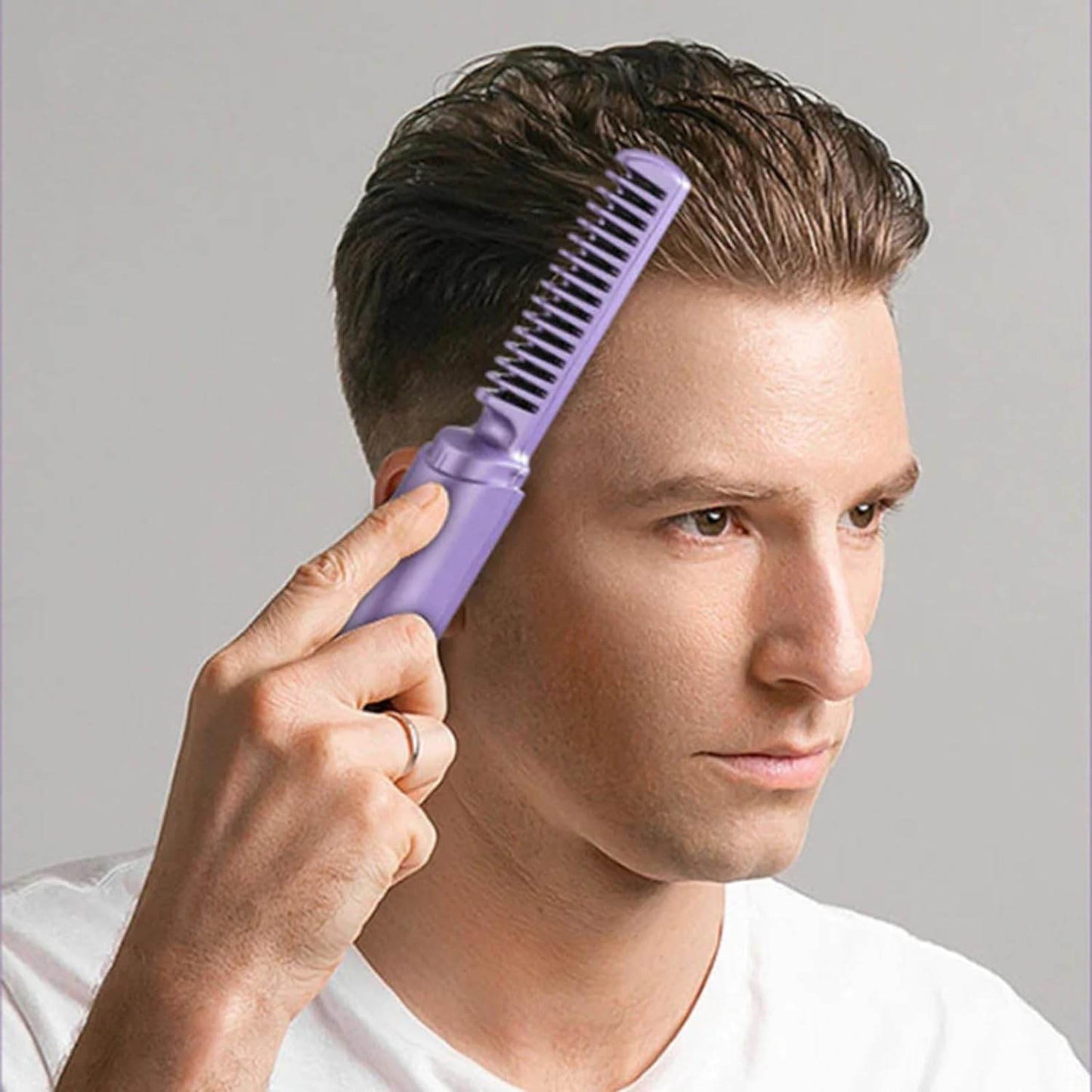 Rechargeable Portable Hair Straightener Brush - 4000mAh Battery Straightener Brush, Anti-Scald Straightening Comb for All Hair Types - CRIMARA