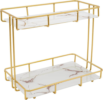 Birdcage-Style Double Layer Metal Vanity Storage Rack – Space-Saving Organizer for Vanity, Bathroom, Countertop & Dressing Table - CRIMARA