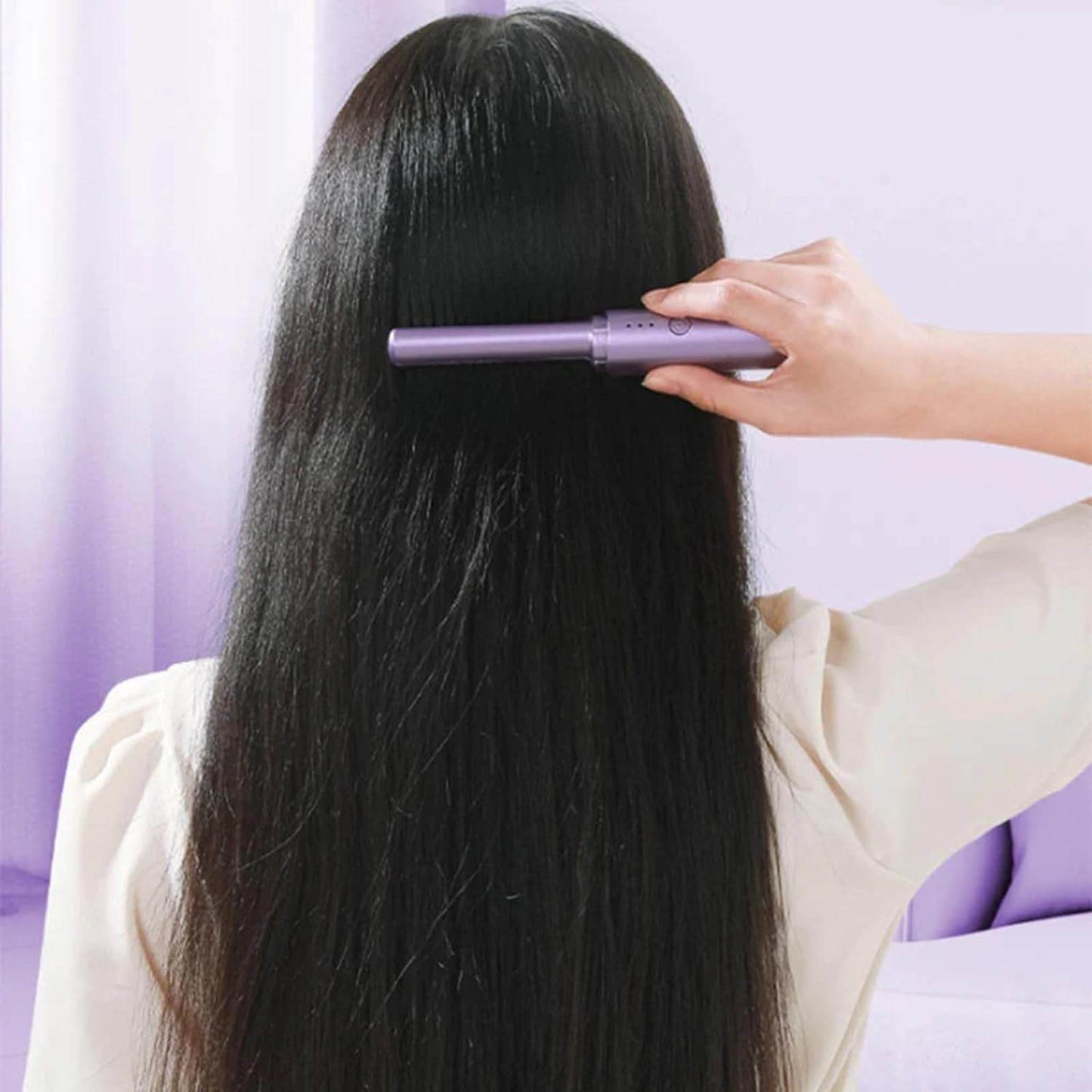 Rechargeable Portable Hair Straightener Brush - 4000mAh Battery Straightener Brush, Anti-Scald Straightening Comb for All Hair Types - CRIMARA