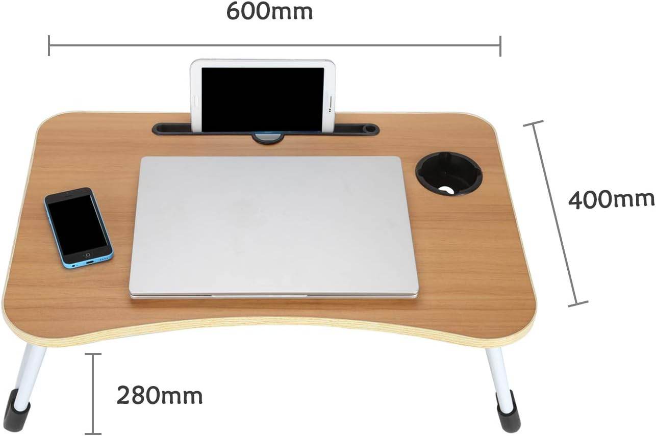 Laptop Table - Bed Desk Stand with Foldable Legs & Cup Slot - CRIMARA