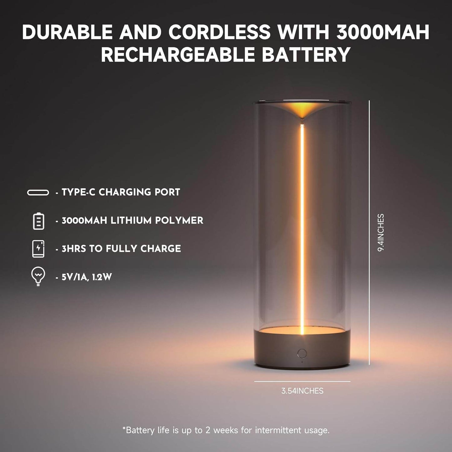 Minimalist Cordless LED Desk Lamp – Rechargeable & Dimmable Night Light - CRIMARA