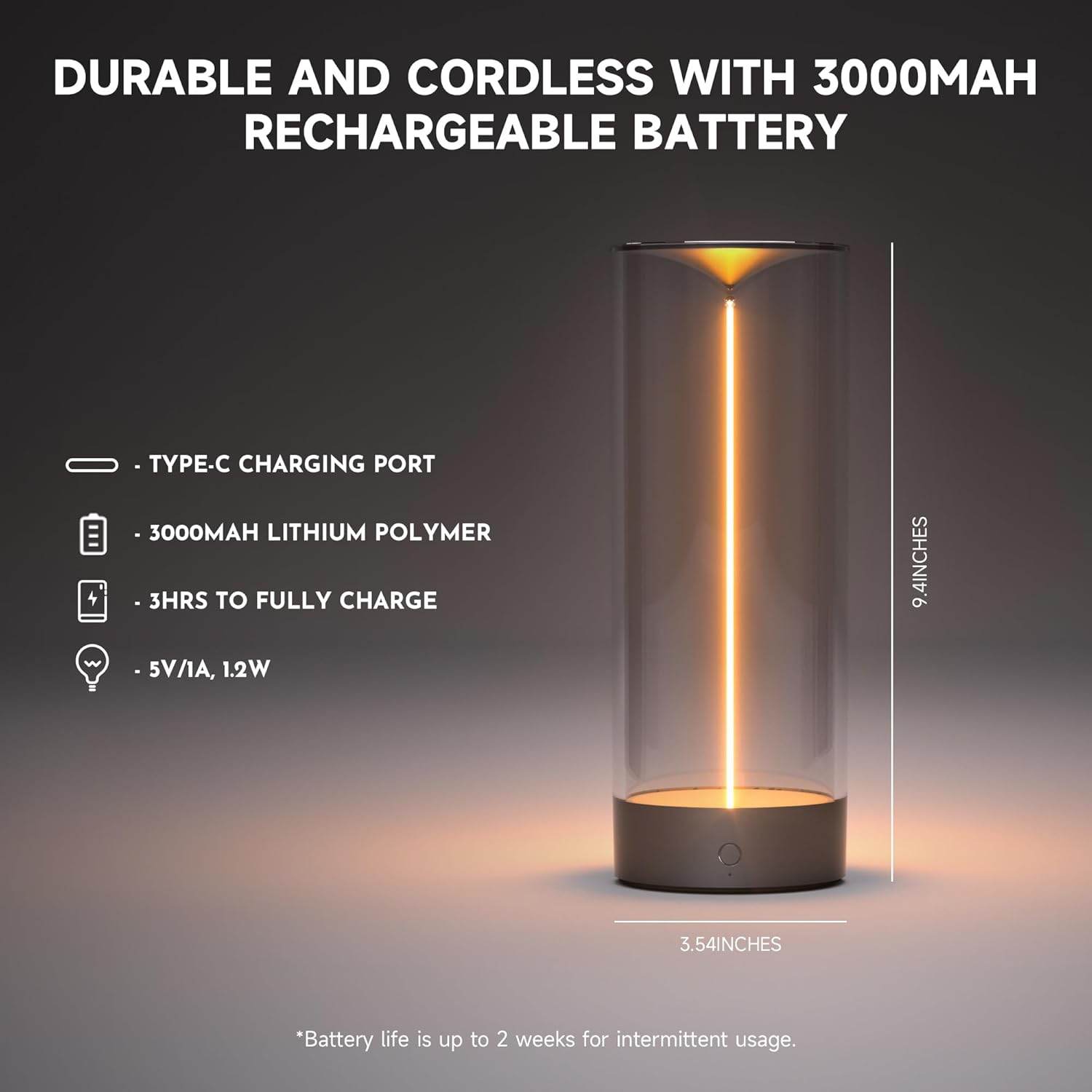 Minimalist Cordless LED Desk Lamp – Rechargeable & Dimmable Night Light - CRIMARA