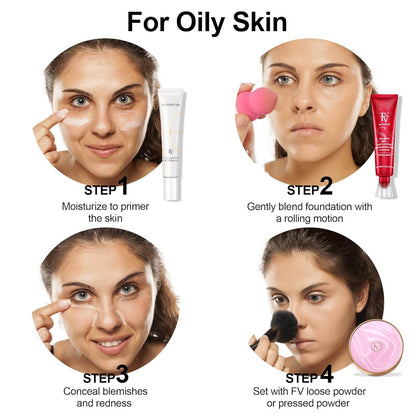 FV Waterproof Liquid Foundation with Matte Finish, Lightweight, Oil-Free, Natural Look Makeup for Combination & Oily Skin, Light to Medium Coverage - CRIMARA