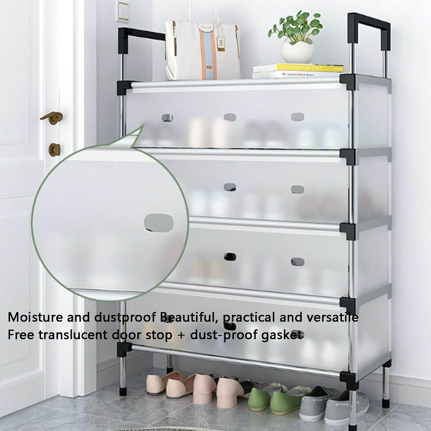 Multi-Layer Metal Shoe Organizer – Compact Entryway & Hallway Shoe Rack, Dust-Proof Storage Cabinet - CRIMARA