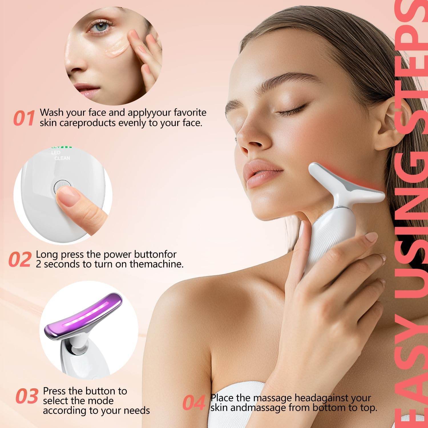 Multifunctional Face & Neck Massager – LED Light Therapy & Massage Modes for Anti-Aging & Skin Rejuvenation - CRIMARA