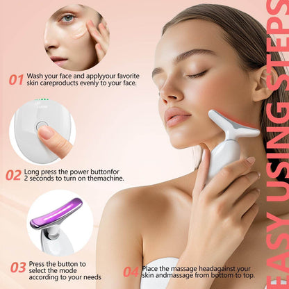 Multifunctional Face & Neck Massager – LED Light Therapy & Massage Modes for Anti-Aging & Skin Rejuvenation - CRIMARA
