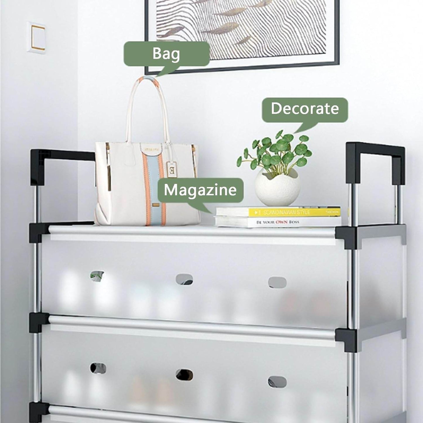 Multi-Layer Metal Shoe Organizer – Compact Entryway & Hallway Shoe Rack, Dust-Proof Storage Cabinet - CRIMARA