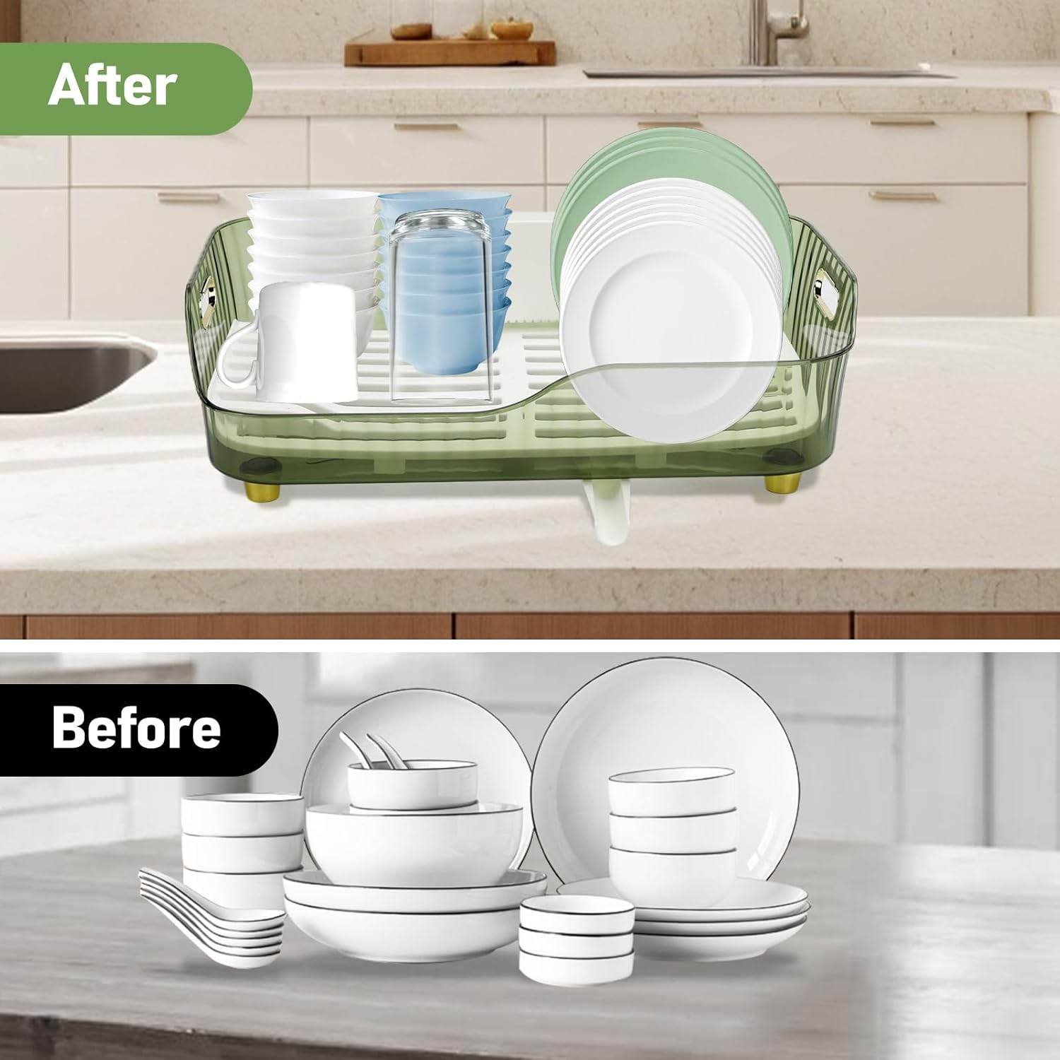 Multifunctional Dish Drying Rack with Drainage System – Large Capacity Kitchen Storage Organizer - CRIMARA