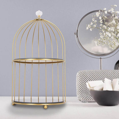 Birdcage-Style Double Layer Metal Vanity Storage Rack – Space-Saving Organizer for Vanity, Bathroom, Countertop & Dressing Table - CRIMARA