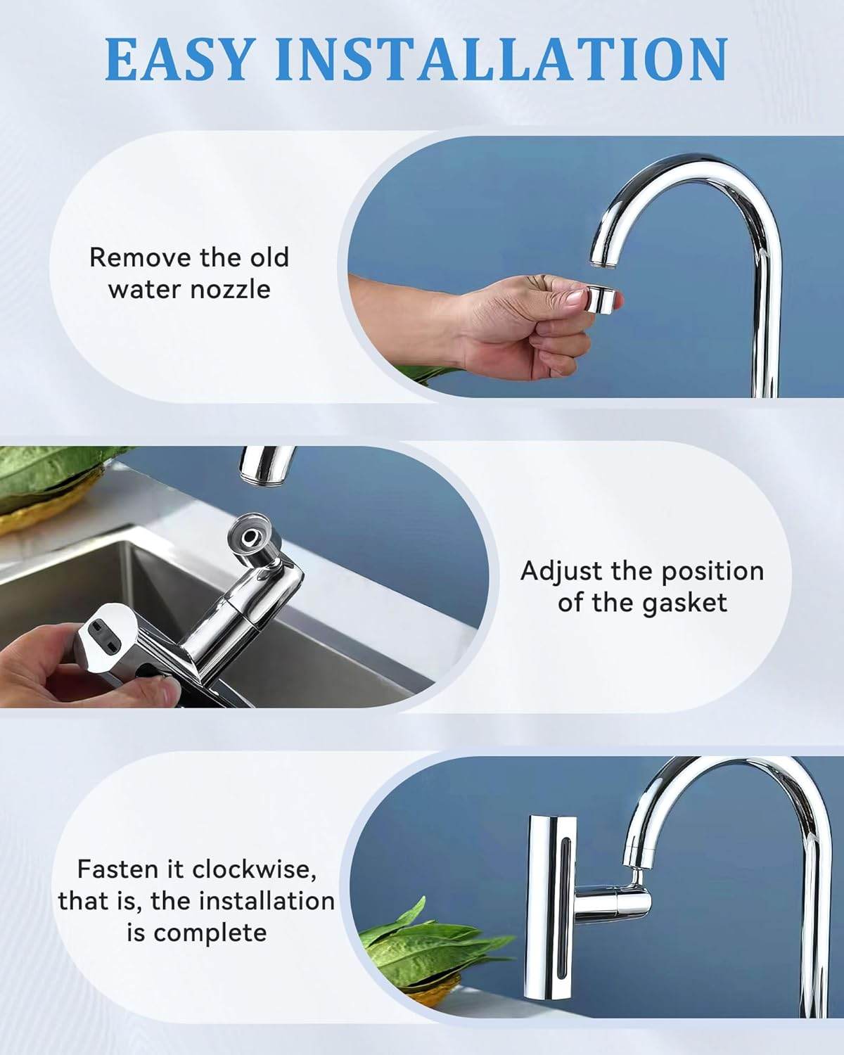4 in 1 Waterfall Kitchen Faucet, 360°Swivel Faucet - CRIMARA