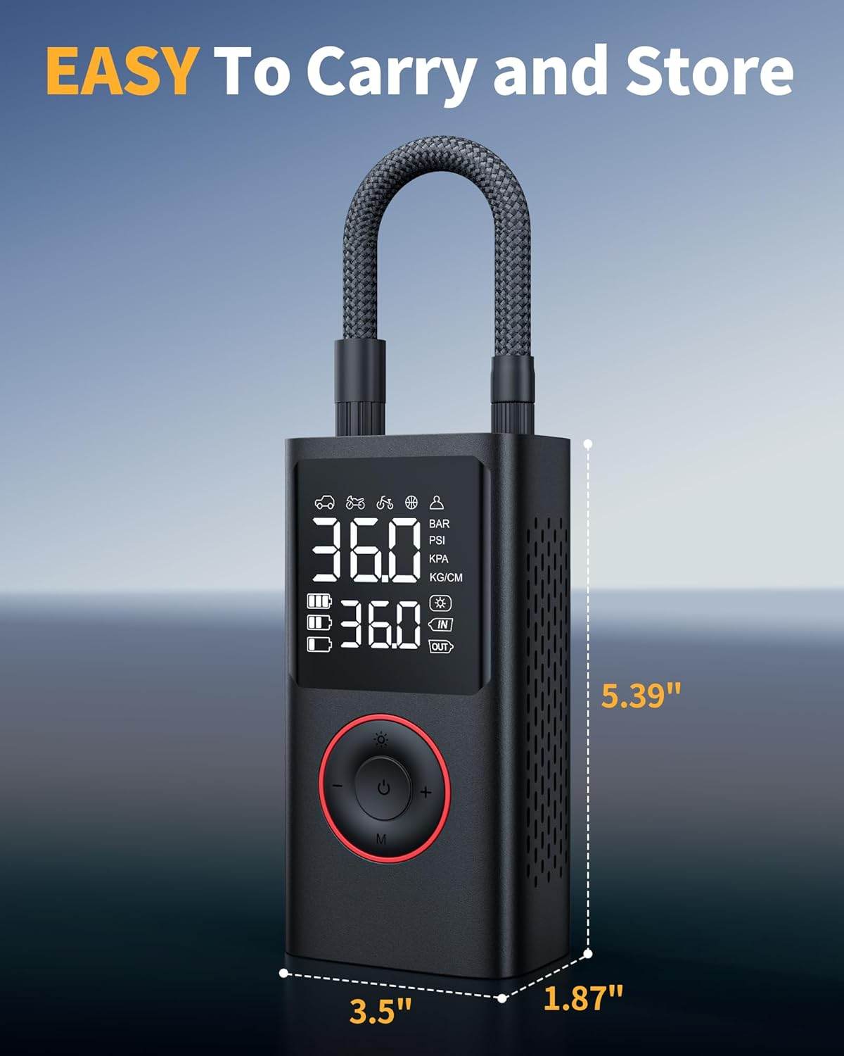 Cordless Tire Inflator - Portable Air Pump with LED & Digital Display 150 PSI - CRIMARA