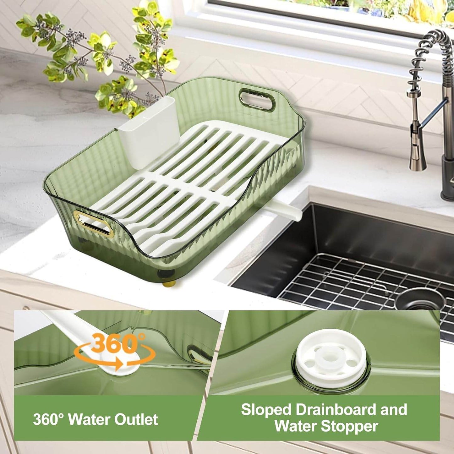 Multifunctional Dish Drying Rack with Drainage System – Large Capacity Kitchen Storage Organizer - CRIMARA
