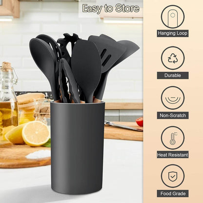 Kitchen Utensils Set of 12, Silicone Cooking Utensils with Holder - CRIMARA