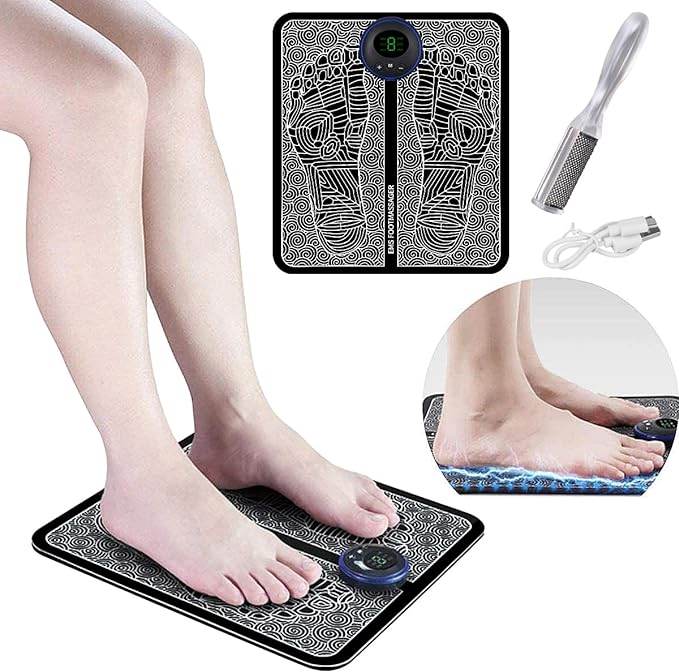 EMS Foot Massager - Portable Feet Massage Machine, Electronic Muscle Stimulatior Massage Mat USB Rechargeable - CRIMARA