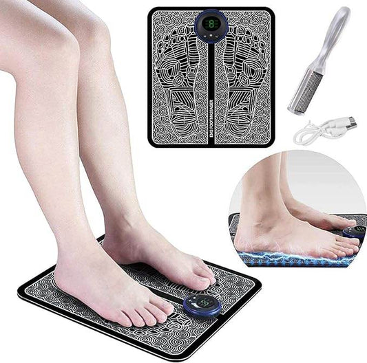 EMS Foot Massager - Portable Feet Massage Machine, Electronic Muscle Stimulatior Massage Mat USB Rechargeable - CRIMARA