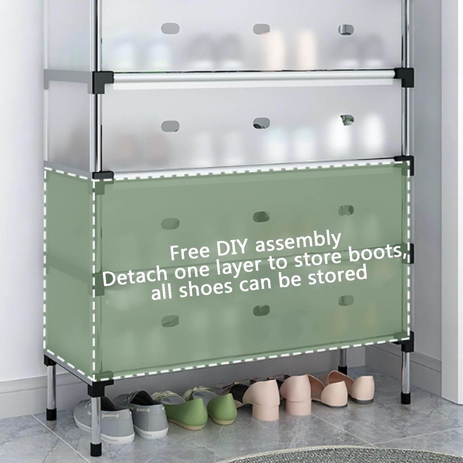 Multi-Layer Metal Shoe Organizer – Compact Entryway & Hallway Shoe Rack, Dust-Proof Storage Cabinet - CRIMARA