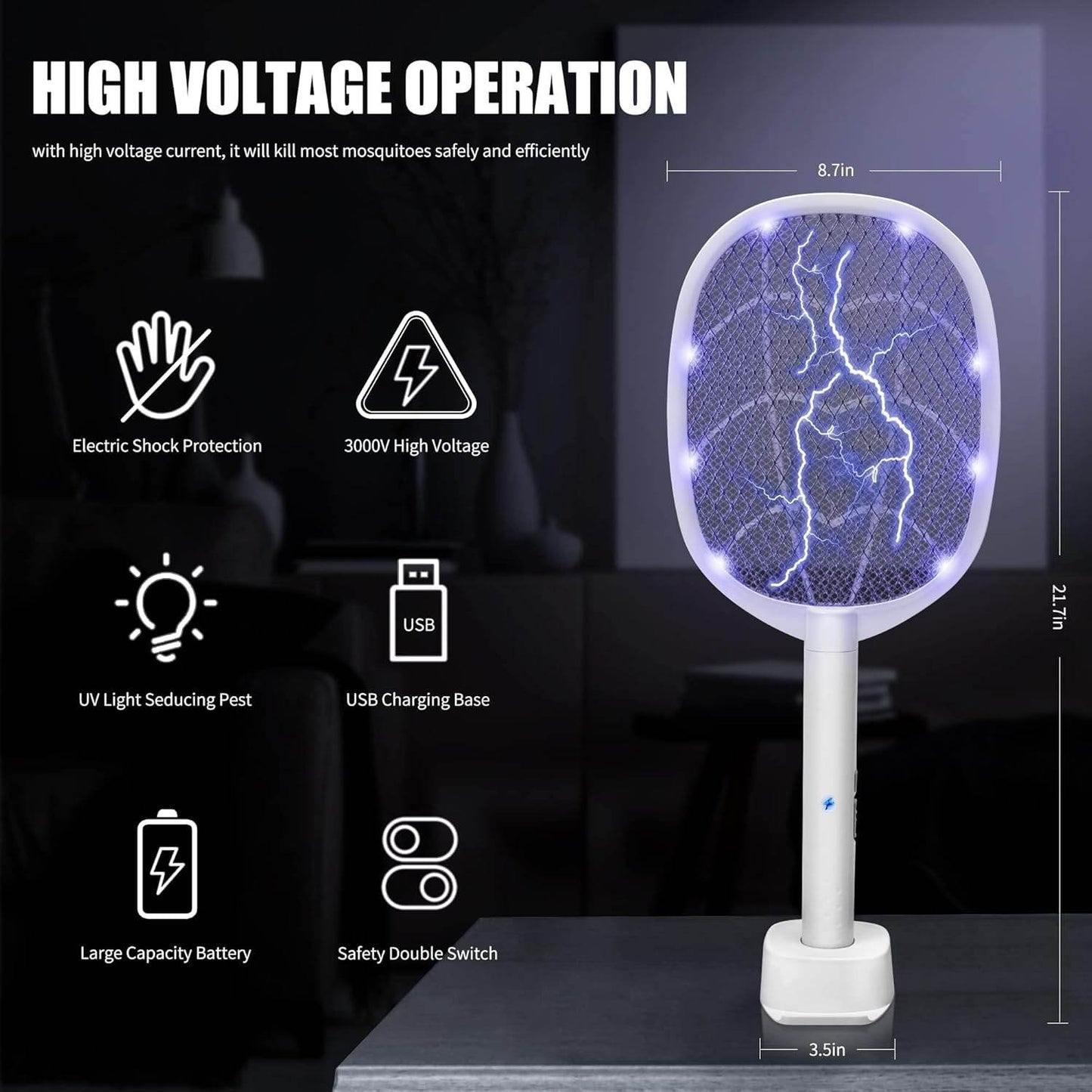 2-in-1 Electric Bug Zapper Racket - CRIMARA