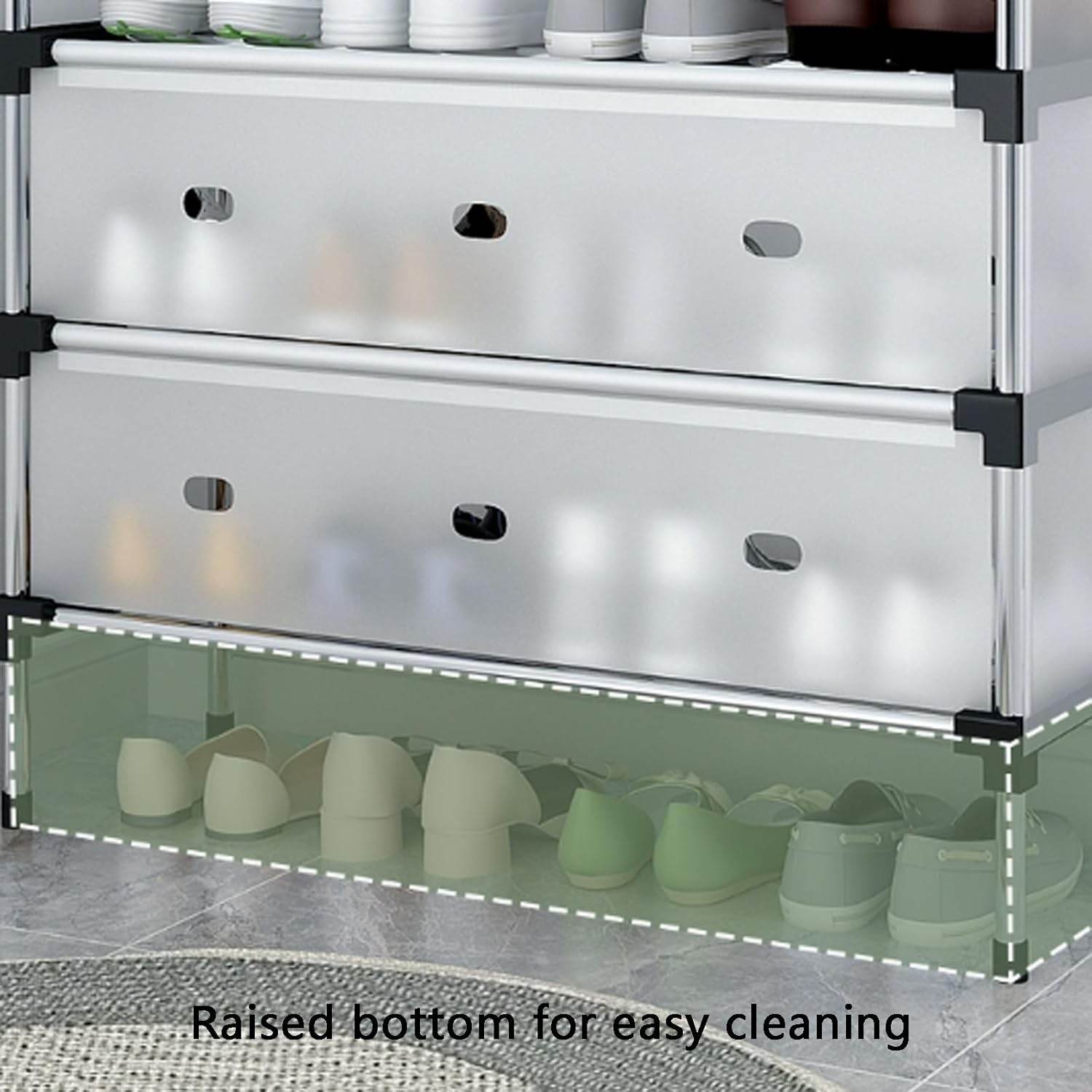 Multi-Layer Metal Shoe Organizer – Compact Entryway & Hallway Shoe Rack, Dust-Proof Storage Cabinet - CRIMARA