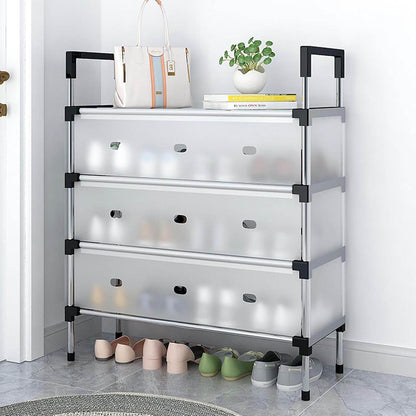 Multi-Layer Metal Shoe Organizer – Compact Entryway & Hallway Shoe Rack, Dust-Proof Storage Cabinet - CRIMARA