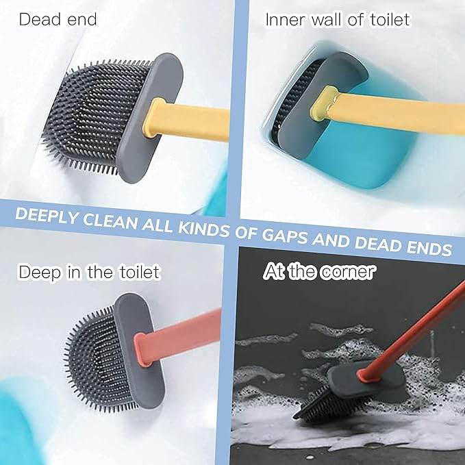 Deep-Cleaning Silicone Toilet Brush and Holder Set for Bathroom - CRIMARA