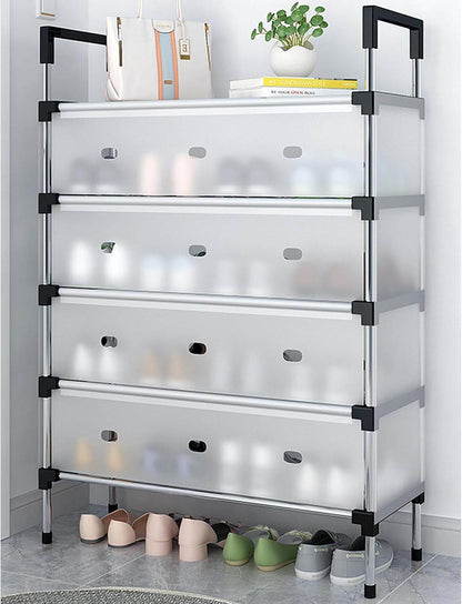 Multi-Layer Metal Shoe Organizer – Compact Entryway & Hallway Shoe Rack, Dust-Proof Storage Cabinet - CRIMARA