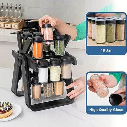 Revolving Countertop Spice Rack With 18 Spice Jar - CRIMARA