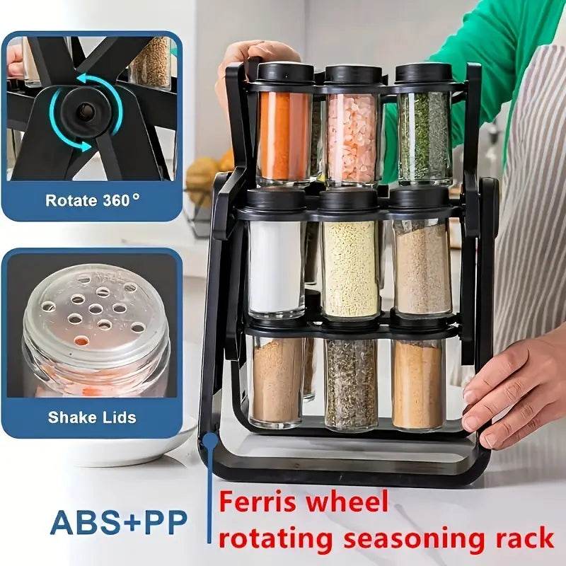 Revolving Countertop Spice Rack With 18 Spice Jar - CRIMARA